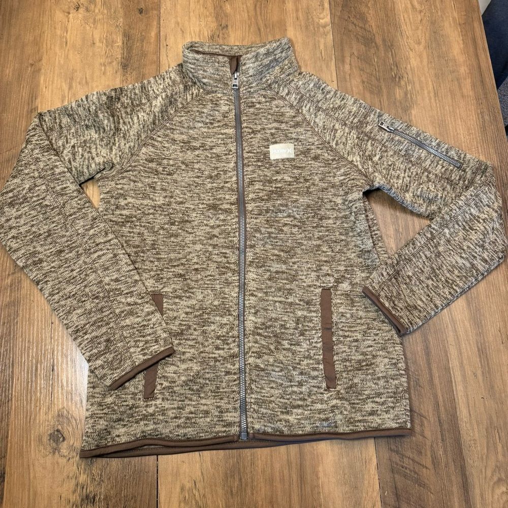Hurley Kids Heathered Brown Zip-Up Jacket Size M